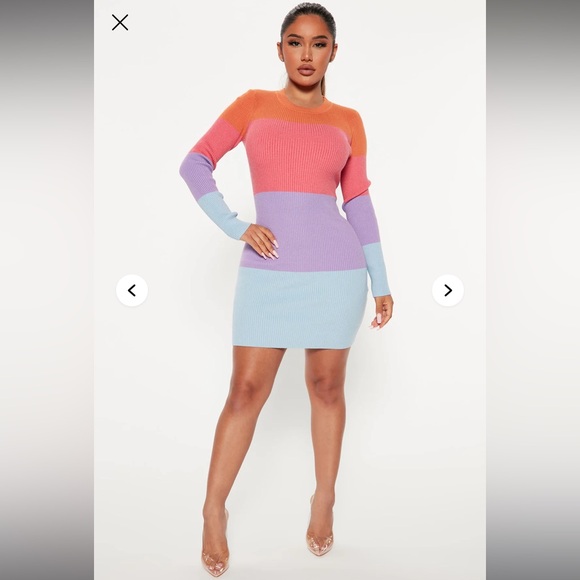 Colorblock Ribbed Knit Dress - Picture 2 of 3